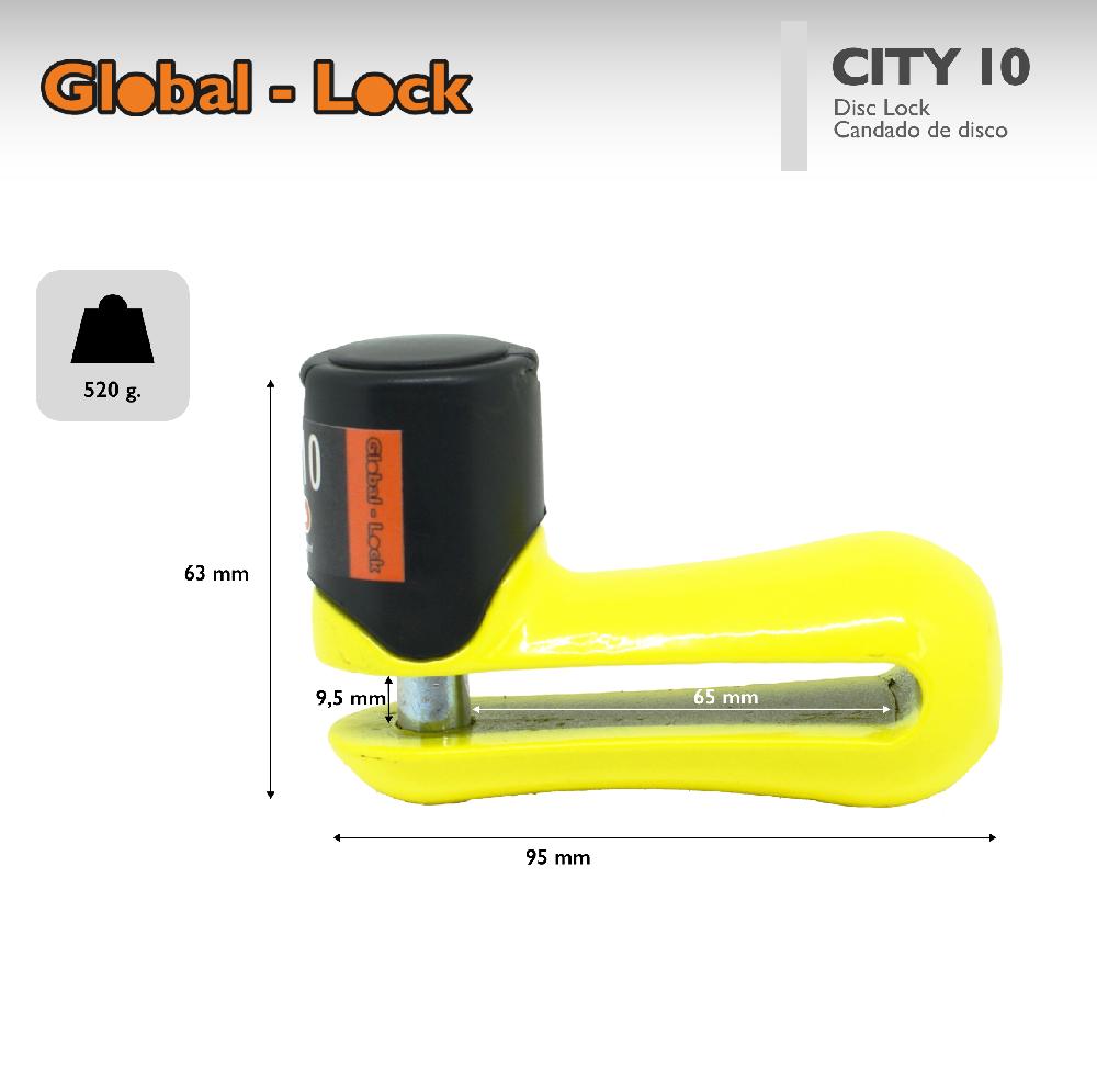 Global-Lock Candado de disco CITY 10 (10mm)