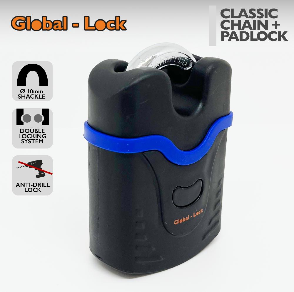 Global-Lock Kit cadena + candado CLASSIC GL-CP12  (10x1500mm)